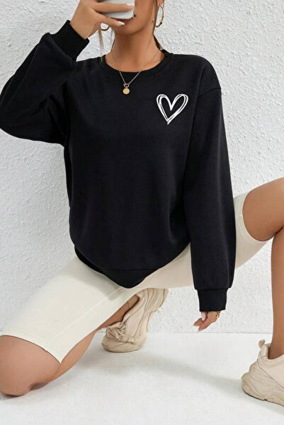 RABTEKS Dámská mikina Basic s potiskem srdce a výstřihem do V