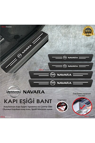Sm Motors Nissan Navara Logolu Karbon Kapı Eşiği Koruyucu Suni Deri 4'lü Set