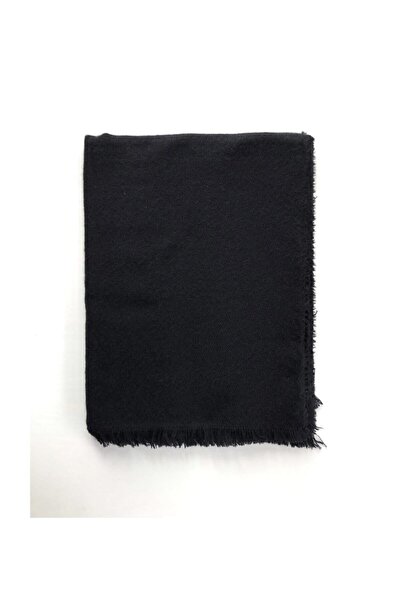 LEKA Yumuşak Dokulu Düz Siyah Kalın Atkı