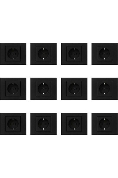OVİVO Seldur Grano Black Grounded Socket 12 Frames