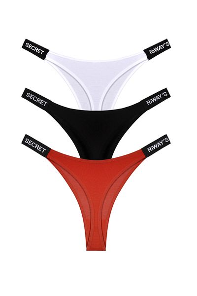 riways secret Cotton Side Tape Rubber Thong 3 Pack