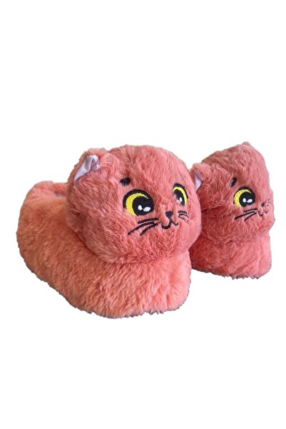 VASKONİ Panduf Sevimli Kedi Hayvan Figürlü Peluş Kışlık Rahat Ev Terliği