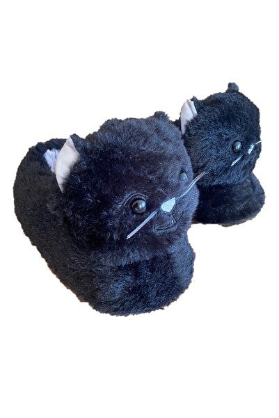 VASKONİ Panduf Sevimli Kedi Hayvan Figürlü Peluş Kışlık Rahat Ev Terliği