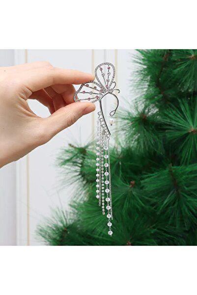 Aksesdunya Zirkon Taşlı Sallantılı Kulak Arkası Kelebek Küpe Kadın Kulak Aksesuarı