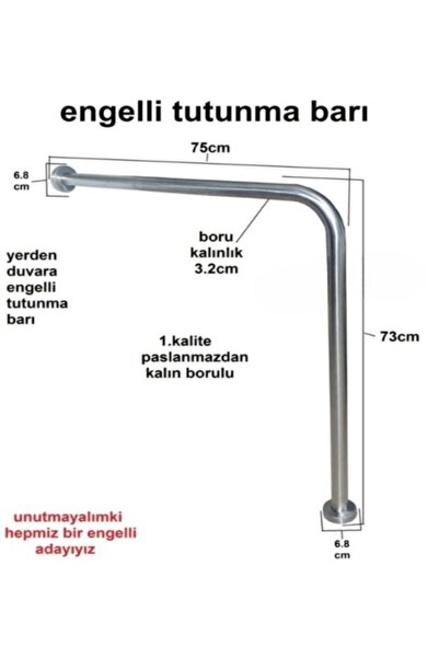 WELLDONE Klozet Yanı Tutunma Barı Küvet Tutamak Hasta Tutunma Demiri Yaşlı De...