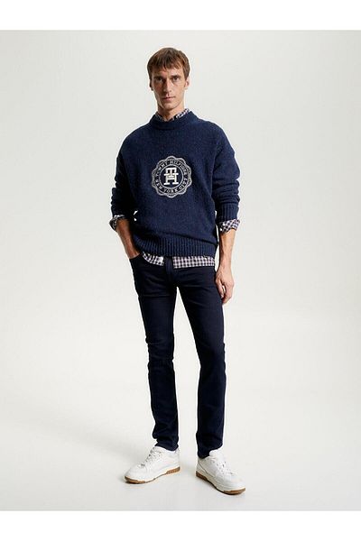 Tommy Hilfiger Men's Denim Fabric Regular Waist Straight Model Navy Blue Jeans MW0MW33345-1BU
