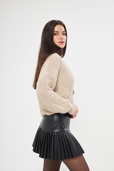 Eke Tekstil Stone Women's Buttoned Crop Knitwear Cardigan