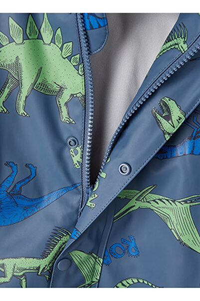 name ıt Mavi Erkek Bebek Kapüşonlu Waterproof Mont NMMDRY10 RAIN SET DINO ROAR FO