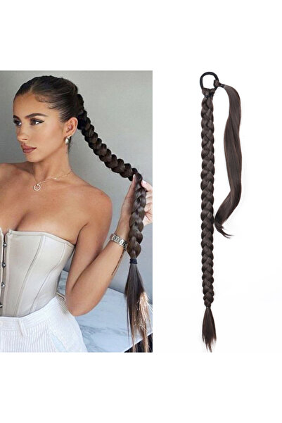 Suzan Peruk Păr tip coadă de cal, extra lung, cu împletitură elastică