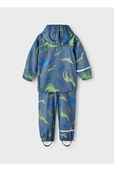 name ıt Mavi Erkek Bebek Kapüşonlu Waterproof Mont NMMDRY10 RAIN SET DINO ROAR FO