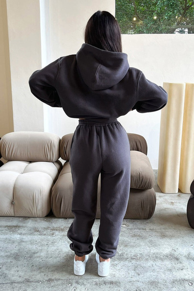 CLAYES Chicago Tracksuit Set Sweatshirt Jogger - Smoke Printed Oversize Hooded
