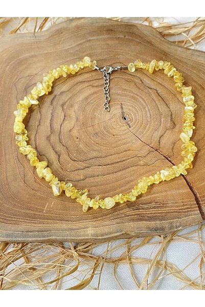 AKSESUARONE CERTIFIED A QUALITY CITRINE NATURAL STONE BROKEN STONE NECKLACE