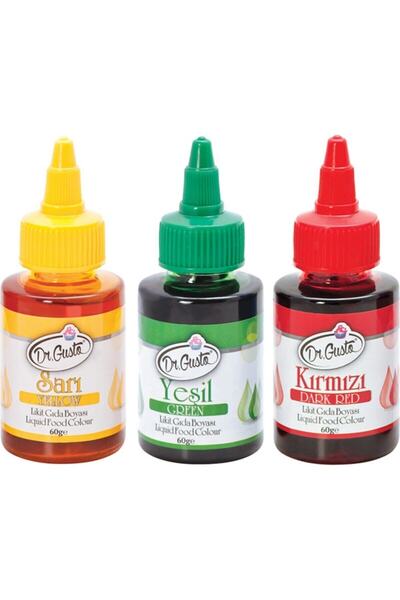 Dr. Gusto Dr Gusto Su Bazlı Likit Gıda Boyası 3 Renk Sarı-yeşil-kırmızı 60 Gr