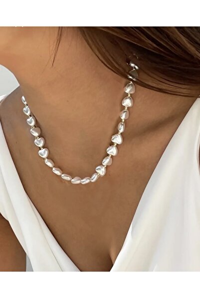 BY DİLEK ÇETİN ACCESSORY قلادة على شكل قلب من عرق اللؤلؤ