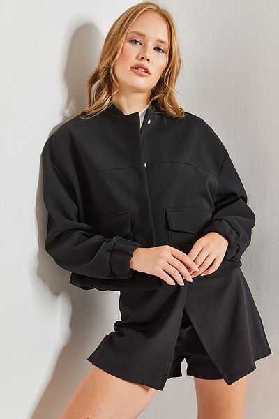 Bianco Lucci Dámská potápěčská bunda Crepe Bomber s elastickým pasem