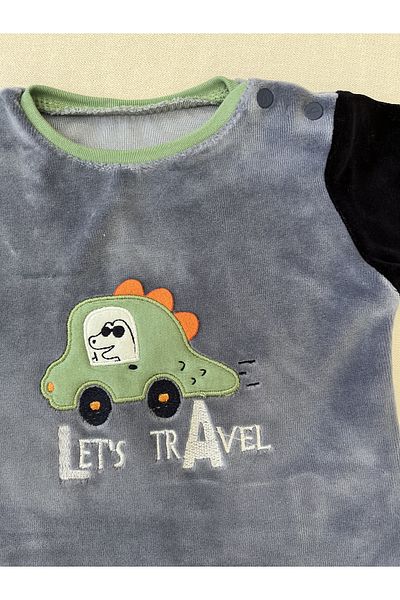 Bebitof Dinosaur with car 2-piece velvet set