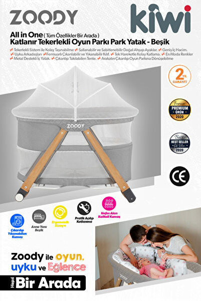 Kiwi Zoody 3 in 1 Bebek Beşiği, Oyun Parkı ve Park Yatak ve Zoody Yatak KW-2041