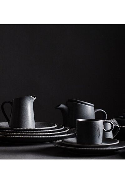 İkram Dünyası Reckless Coffee Cup 2 pcs 2 cups, 2 cups Saucers Anthracite