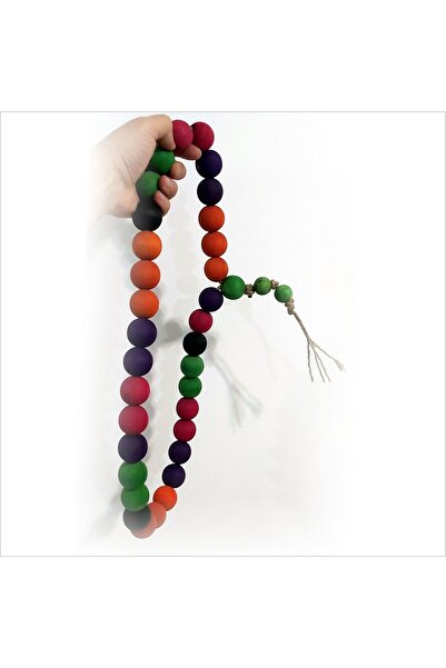 M3DECORİUM Kallavi Büyük Dev Boy 72cm Ahşap 3,5cm Boncuk Renkli Duvar Süsü 33...