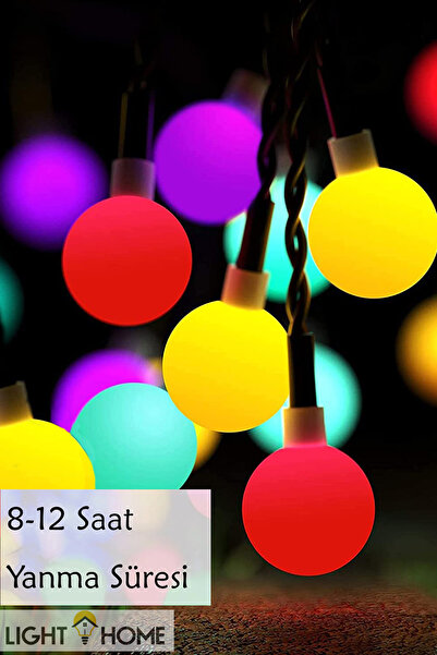LightHome Güneş Enerjili Işıklar 50 Led 7 Metre Renkli Su Damlası 8 Modlu Bah...