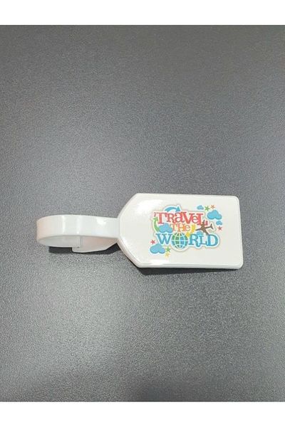 Seyahataksesuar White Themed Travel Accessory - Travel the World Suitcase Label Luggage Bag