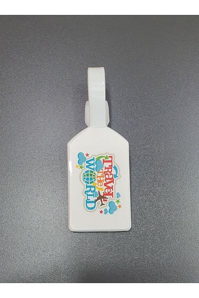 Seyahataksesuar White Themed Travel Accessory - Travel the World Suitcase Label Luggage Bag