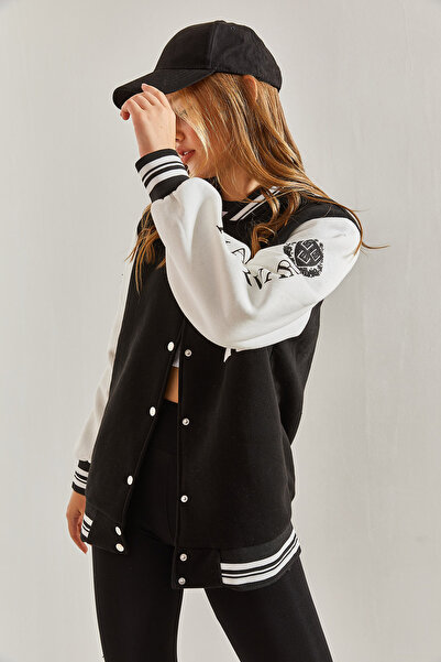 Bianco Lucci i Dámská vysokoškolská bunda s žebrovanými rukávy se třemi nitěmi