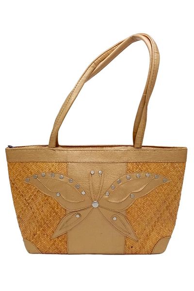 Dünyadan Hediyeler Straw Knitted Leather Decorated Hand Shoulder Bag No.18