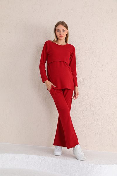 Miss Dünya Lissa Σετ φόρμας εγκυμοσύνης και εγκυμοσύνης Claret Red Camisole Κατάλληλο για Θηλασμό