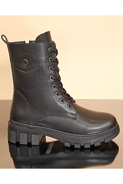 Konfores 1730-238008 Kauçuk Tabanlı Postal Spor Bot SİYAH