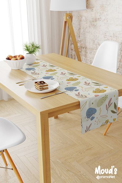 Moud's Autumn 2 Pattern Printed Suede Runner Tablecloth