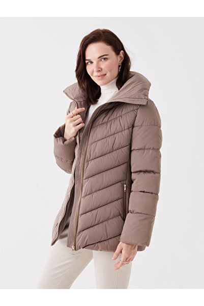 LC Waikiki Grace Dik Yaka Düz Uzun Kollu Kadın Şişme Mont