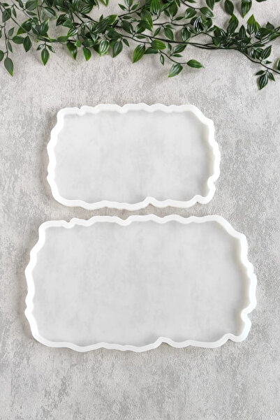 By Shesel Epoksi Kalıbı Dalgalı Dikdörtgen Nişan Damat Tepsi Seti Reçine Sili...