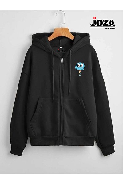Joza Outdoors Femei Bărbați Gumball Printed Design 3 fire Fermoar Glugă Raster Single Fleece Jacket