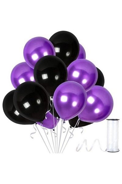 Parti Furyası Black Purple Balloon Set Wednesday Theme Party Decoration