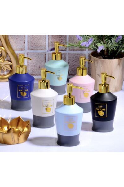 Kosova Züccaciye موزع الصابون السائل المذهب باللون الأزرق الداكن