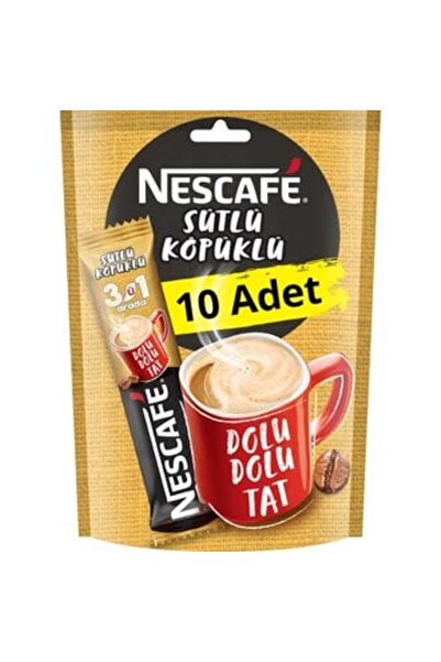 Nescafe Nescafé 3'ü 1 Arada Sütlü Köpüklü 17.4 G x 10'lu Paket ( 1 ADET )