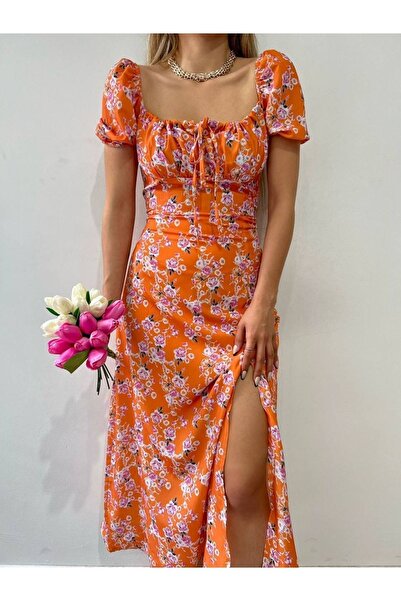 candybia Women's Floral Slit Long Summer Dress