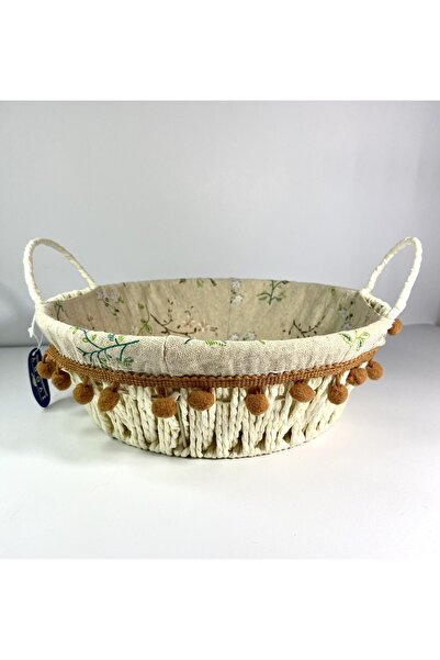 IVORY سلة خبز من القش قابلة للغسل على شكل كرة مستديرة