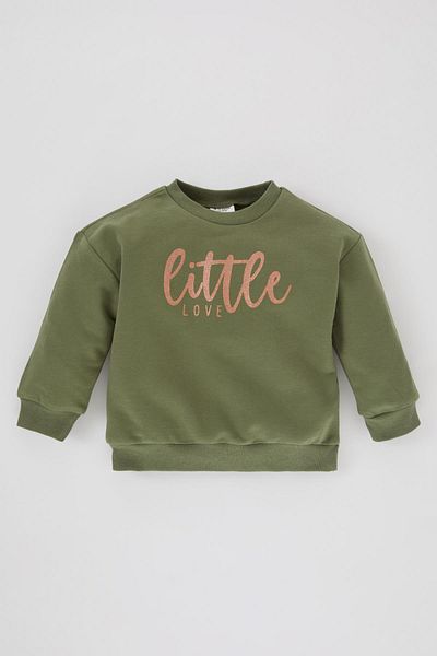 DeFacto Baby Girl Crew Neck Printed Soft Lined Sweatshirt