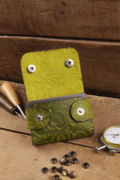New Coast Leather 1900's Γνήσιο & Πραγματικό Δερμάτινο Χειροποίητο Πράσινο Ανδρικό Καρτοθήκη