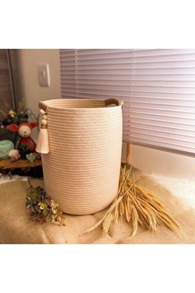 karelim home Multi-purpose decorative organizer jute string ecru basket 25x30