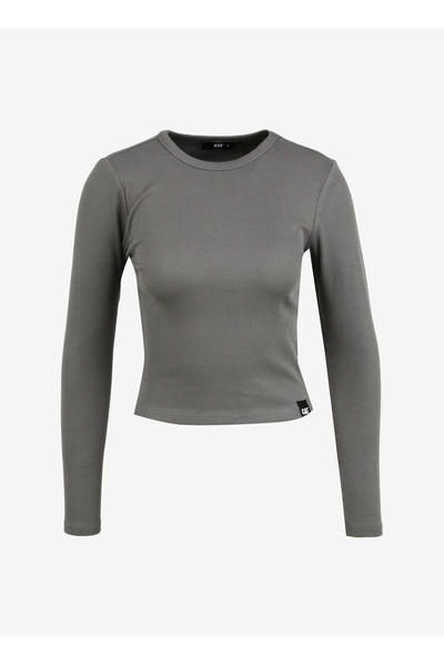 Caterpillar Bisiklet Yaka Düz Antrasit Kadın T-Shirt C23WL-TST01