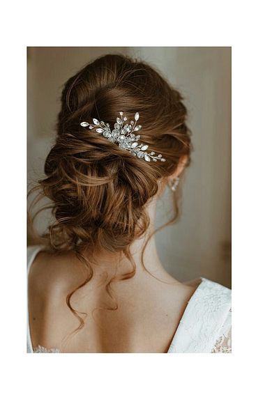 BBA TULLE STORE تاج الزفاف، إكسسوار شعر العروس، دبوس شعر العروس، تاج الزفاف بمشط كريستال