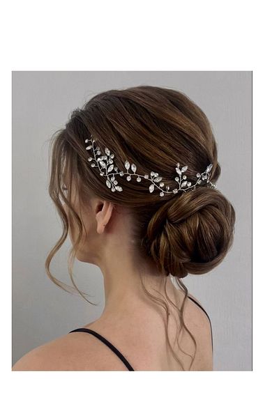 BBA TULLE STORE تاج الزفاف، إكسسوار شعر العروس، دبوس شعر العروس، تاج الزفاف بالحجر المرآة