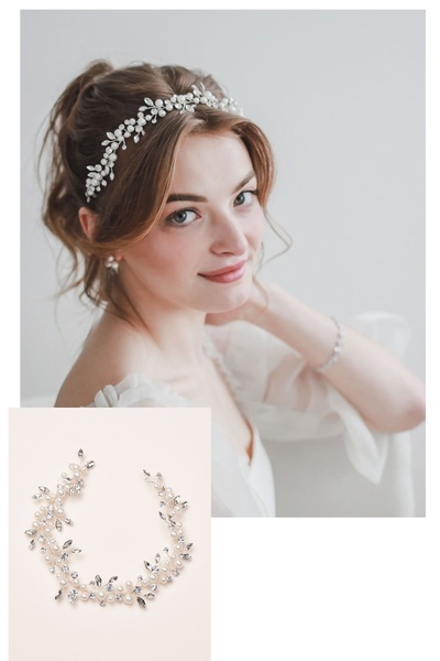 BBA TULLE STORE تاج الزفاف إكسسوار شعر الزفاف، دبوس شعر العروس، إكسسوارات شعر...