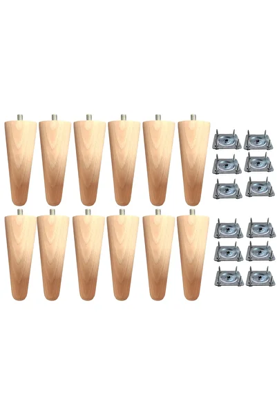 Vera Hediyelik Eşya 12 bucăți picior conic din lemn 30 cm chinguei canapea-baza-uneltă tv- picior mobilă- diametru: 4,6 cm 3301000000494