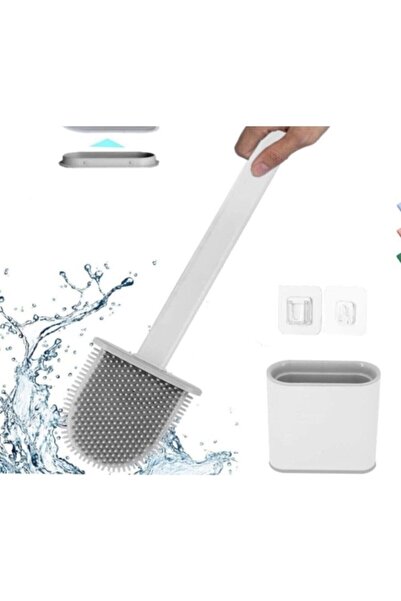 pratikdunyam Біла силіконова щітка для унітазу, гнучка, практична силіконова ...