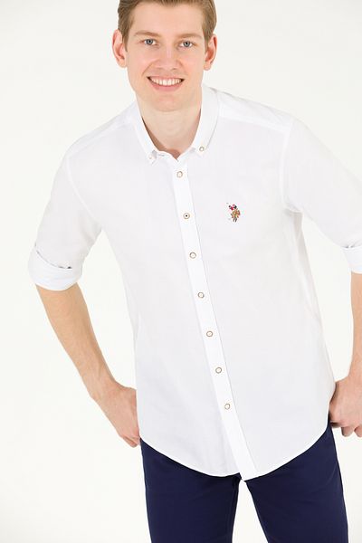 U.S. Polo Assn. ΒΑΣΗ. POLO ΑΝΔΡΙΚΟ SILIMFIT ΑΘΛΗΤΙΚΟ ΒΑΜΒΑΚΙ ΠΟΥΚΑΜΙΣΟ G081SZ004.000.1672341 CEDCOLOR