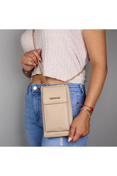 My Valice My Valice Leather Crossbody Wallet and Card Holder Compartment Phone Bag 1617 Mink